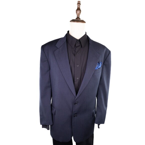 Paul Dione Wool Sport Coat Blazer Jacket 44r Solid Blue two Button Vent-Less - Picture 4 of 14